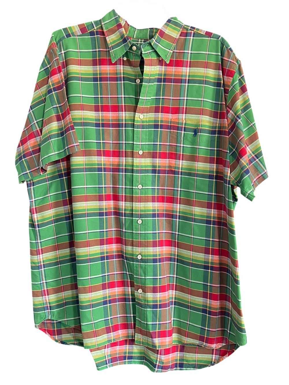 Polo Ralph Lauren Men’s Short Sleeved Button Down Plaid Red Green size 2XB